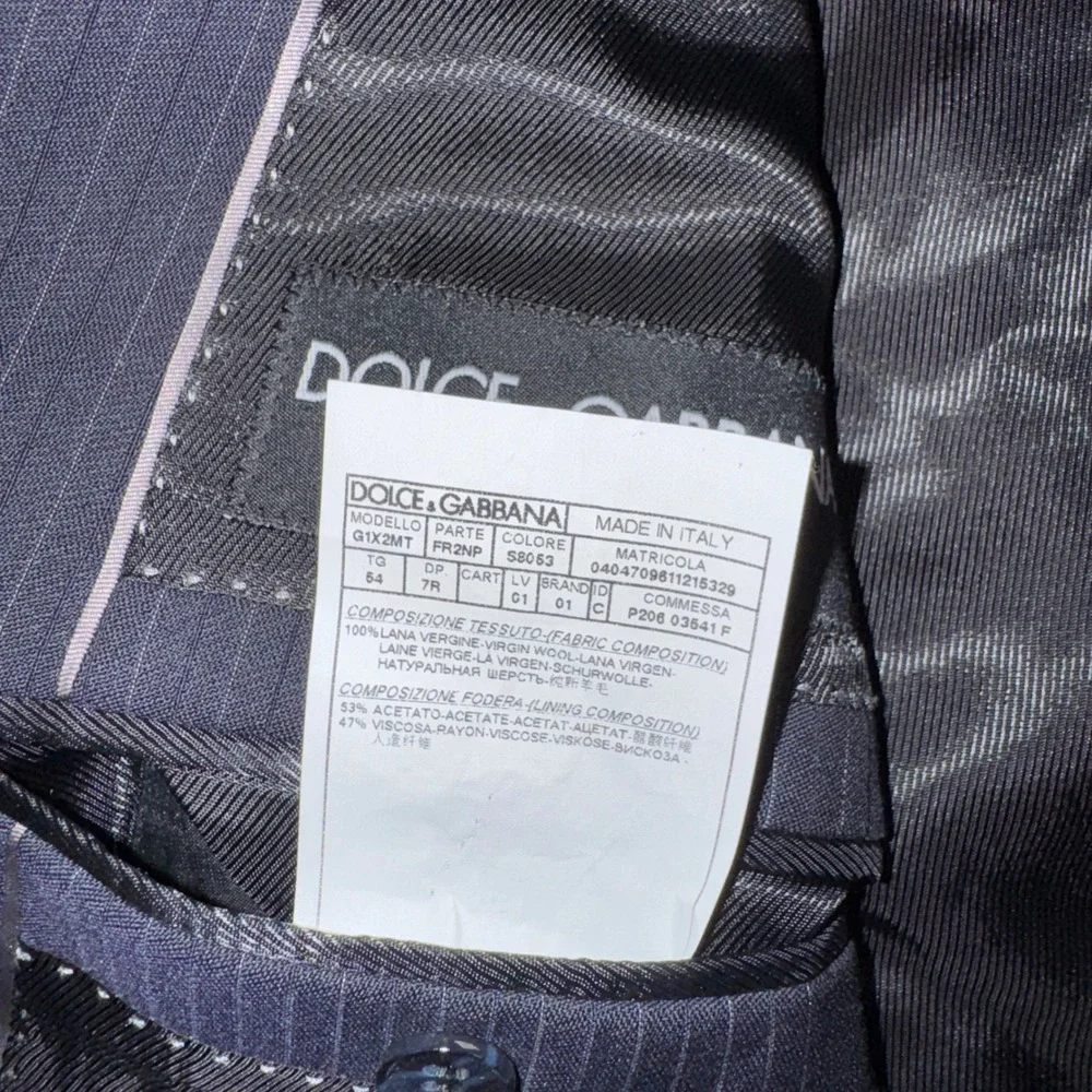 Dolce & Gabbana Mens 40R Navy Blue Pinstripe Virgin Wool Blazer Suit Jacket